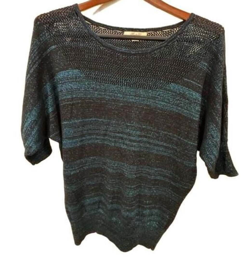 Boutique XXI Sweater Size M/M Blue Black Metallic Knit